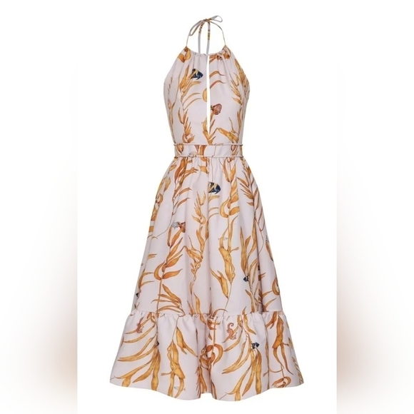 Andres Otalora - La Vara Coral Print Cotton-Poplin Halter Midi Dress - Picture 2 of 11